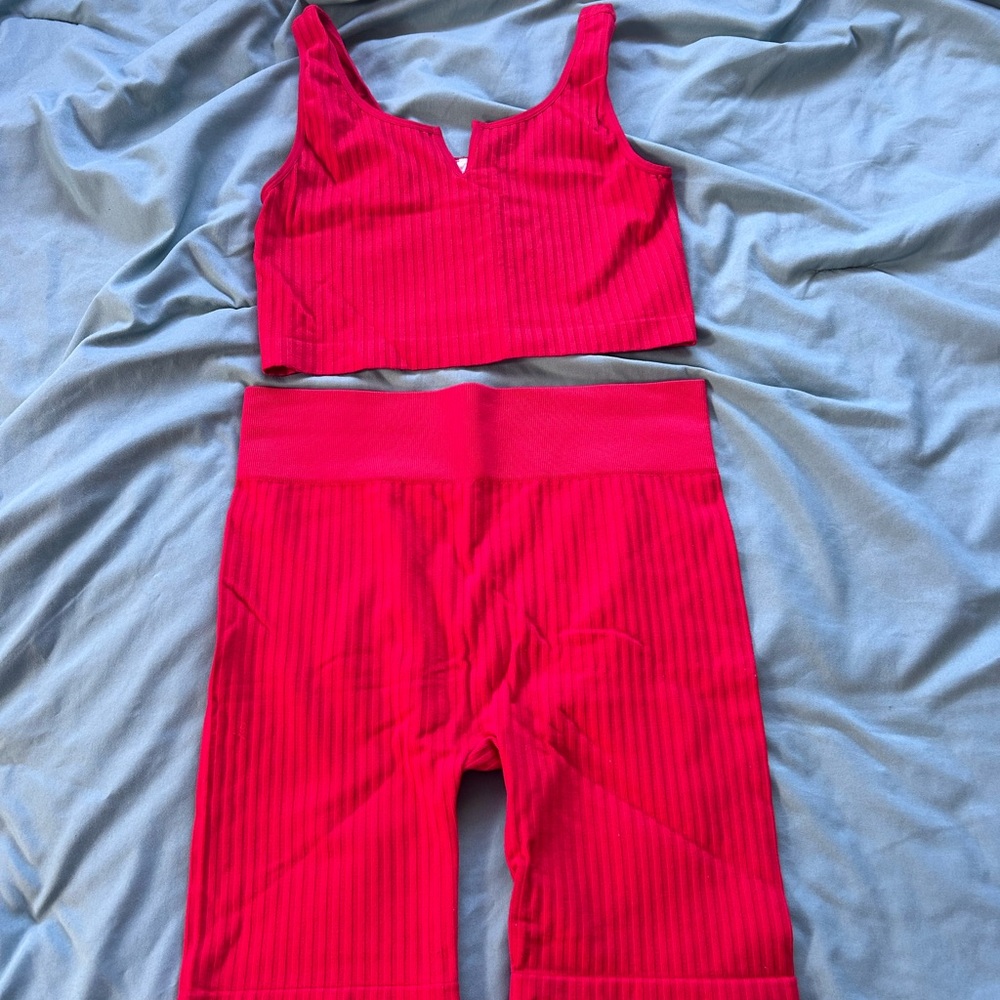 No Boundaries Bold Red Ribbed Set